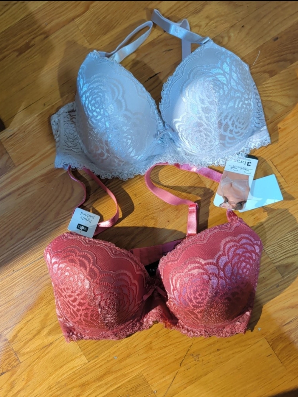 Lot Of 2 Rene Rofe Lingerie Bra Padded & Wired Size 38DD Pink White NWT